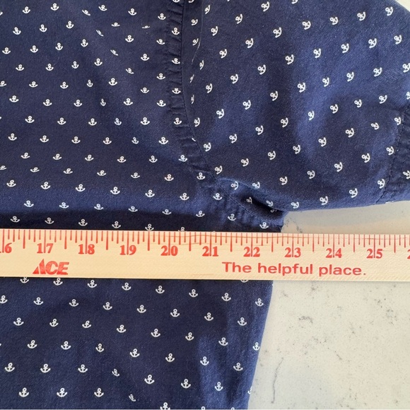 International Report Shirt Large Blue White Button Up Anchors Short Sleeve - Picture 7 of 9